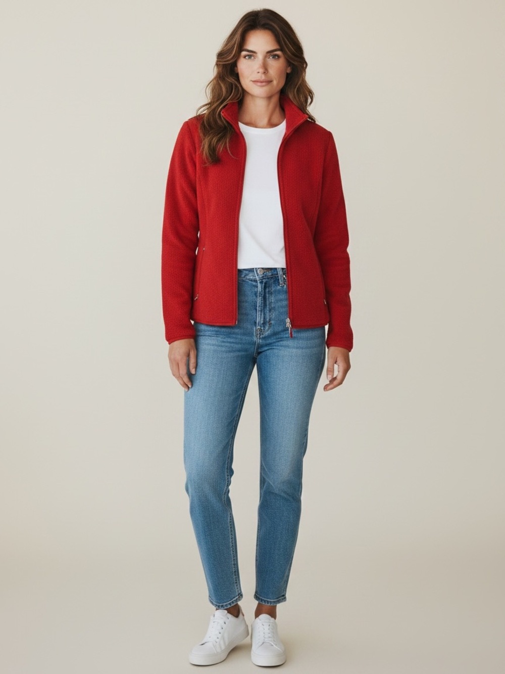 NWOT Karen Scott Red Sport Fleece Jacket with Zip Front Size XL